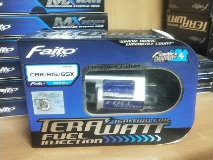 "Faito Coil FI for Honda CBR, Yamaha R15, and Suzuki GSX for enhanced performance and throttle response."