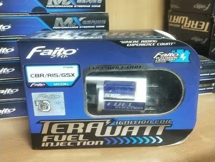 "Faito Coil FI for Honda CBR, Yamaha R15, and Suzuki GSX for enhanced performance and throttle response."