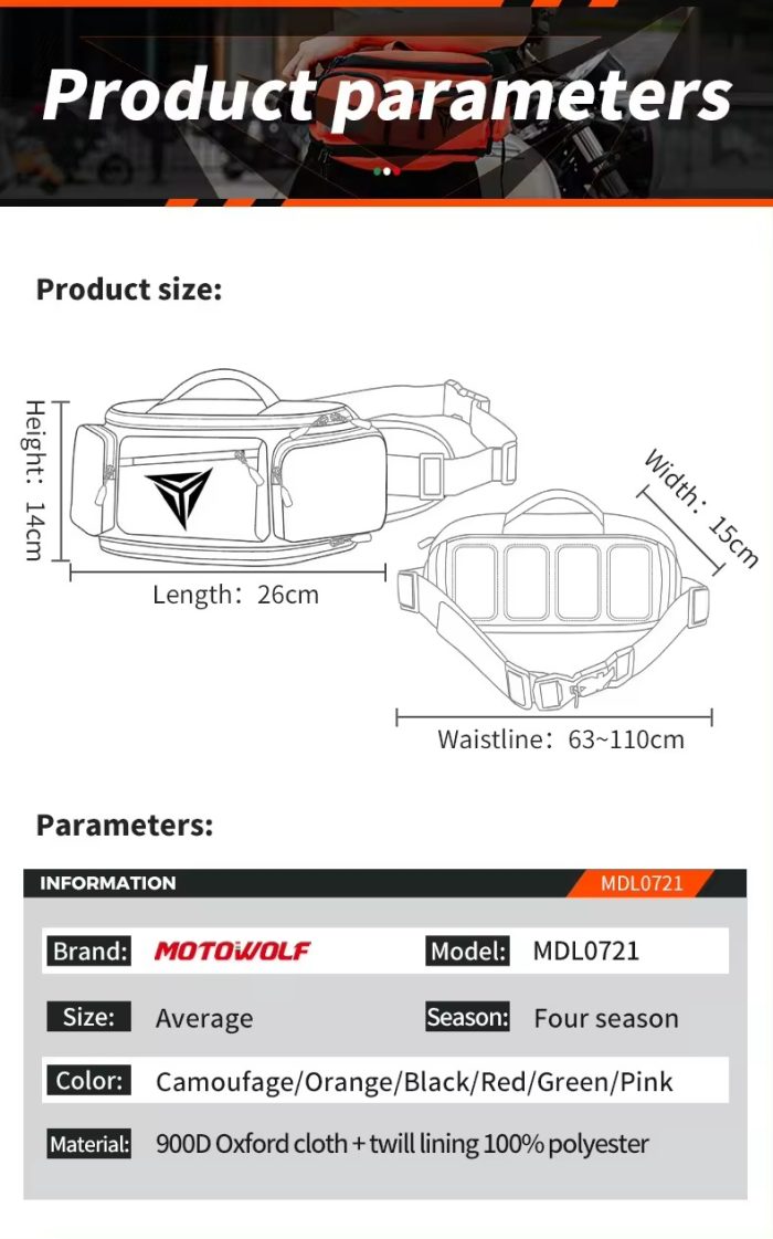 Motowolf Waist Bag Model 0721 for Motorcycle Riders – ABS Trade International